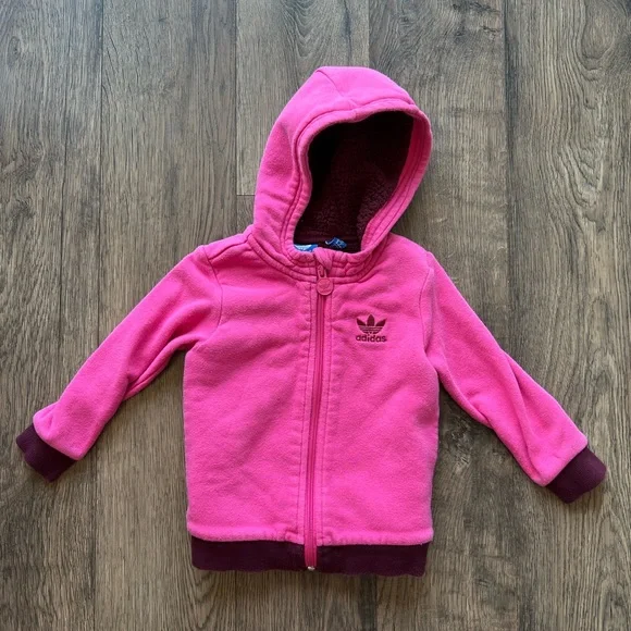Adidas Pink Zip Up Sweatshirt - Size 2T - Picture 1 of 7